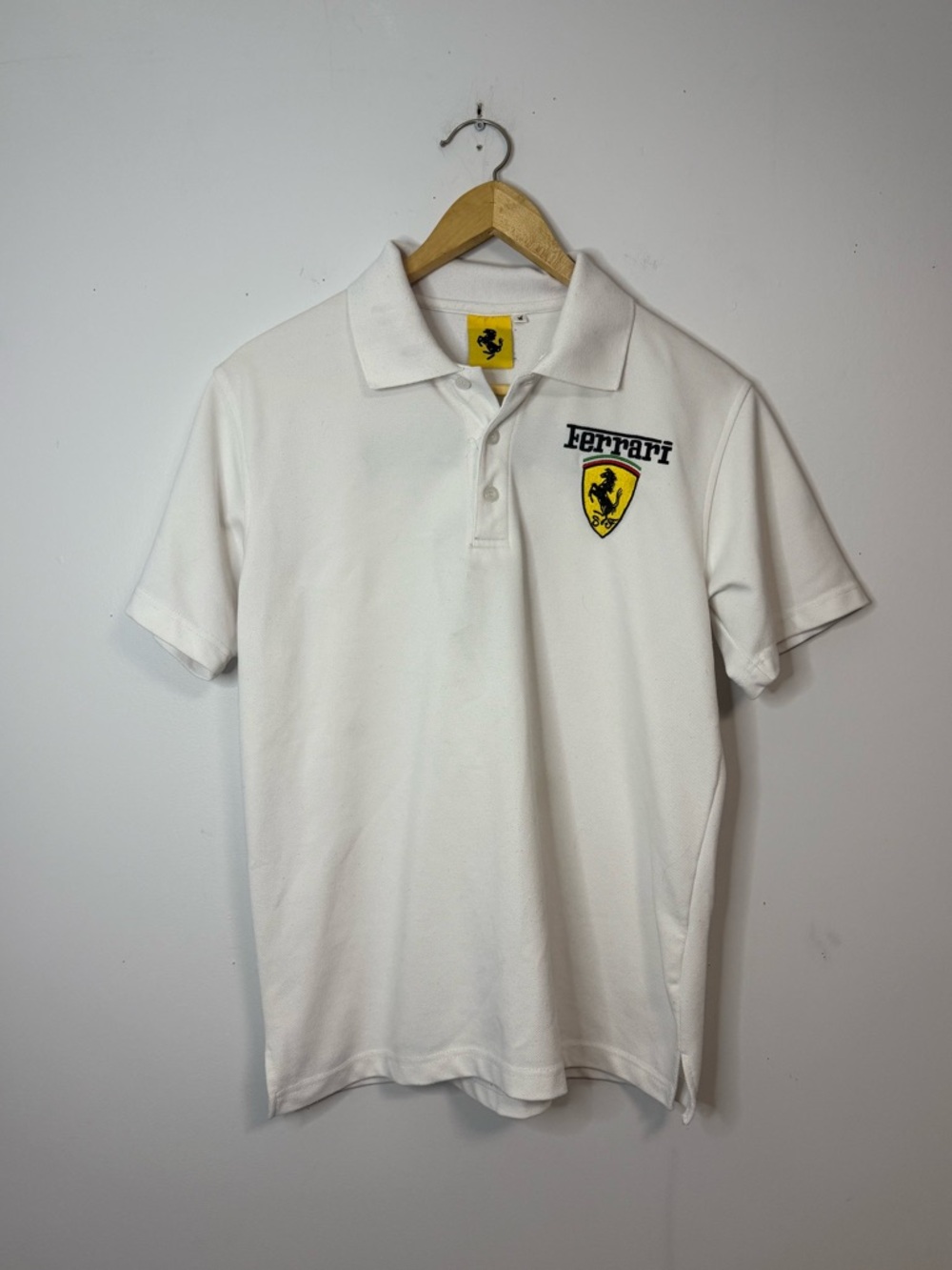 Ferrari White Men's Polo Shirt F1 Shell Medium